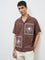 ETA Brown Embroidered Relaxed-Fit Cotton Shirt