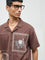 ETA Brown Embroidered Relaxed-Fit Cotton Shirt