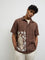 ETA Brown Embroidered Relaxed Fit Cotton Shirt