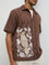 ETA Brown Embroidered Relaxed Fit Cotton Shirt
