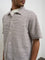 ETA Brown Stripe Embroidered Relaxed Fit Cotton-Blend Shirt