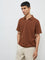 ETA Brown Self-Textured Relaxed-Fit Cotton-Blend Polo T-Shirt