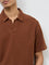 ETA Brown Self-Textured Relaxed-Fit Cotton-Blend Polo T-Shirt