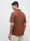 ETA Brown Self-Textured Relaxed-Fit Cotton-Blend Polo T-Shirt