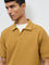 ETA Mustard Self-Textured Relaxed-Fit Cotton-Blend Polo T-Shirt
