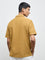 ETA Mustard Self-Textured Relaxed-Fit Cotton-Blend Polo T-Shirt