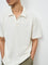 ETA White Self-Textured Relaxed-Fit Cotton-Blend Polo T-Shirt