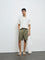 ETA Olive Solid Relaxed-Fit Mid-Rise Cotton Shorts