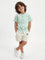 HOP Kids Boys Sea Green Printed Cotton Shirt