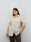 Gia Beige Floral Embroidered Cotton Shirt