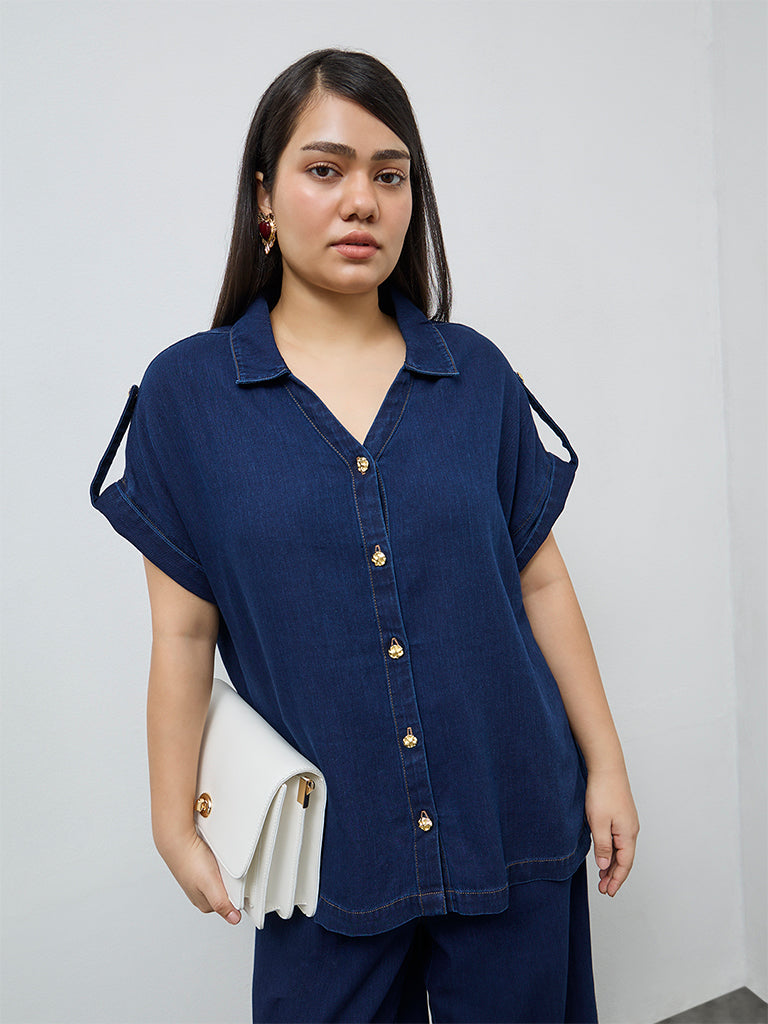 Gia Dark Blue Denim Shirt