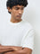 Ascot White Textured Relaxed-Fit Cotton T-Shirt