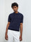 Ascot Navy Textured Relaxed-Fit Cotton Polo T-Shirt