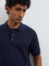 Ascot Navy Textured Relaxed-Fit Cotton Polo T-Shirt