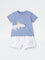 2-Piece HOP Baby Boys Dusty Blue Animal Printed Cotton Set