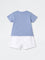 2-Piece HOP Baby Boys Dusty Blue Animal Printed Cotton Set