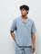 ETA Light Blue Crinkle-Textured Relaxed-Fit Cotton Shirt