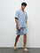 ETA Light Blue Crinkle-Textured Relaxed-Fit Cotton Shirt