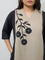 Diza Beige Floral Embroidered A-Line Linen Kurta