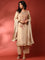 Gold Beige Tissue Aplique work three piece suit set