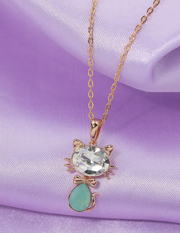Swarovski Crystal Cat Shaped Chain Pendant