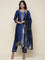 Midnight Blue Silk Hand embroidered three piece suit set