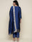Midnight Blue Silk Hand embroidered three piece suit set