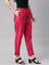 Women Young Fuchsia Solid Mid Rise Metallic Pants