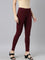 Bright Maroon Cotton Stretch Ankle Length Leggings