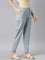 Women Solid Light Ink Mid Rise Linen Pencil Pants