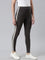 Women Grey Cotton Side Stripe Active Leggings