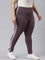 Women Purple Cotton Side Stripe Active Leggings