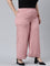 Women Solid Baby Pink Mid Rise Linen Wide Pant