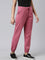 Women Solid Light Wine Mid Rise Cotton Casual Joggers