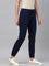 Women Solid Cotton Navy Cuffed Joggers