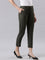 Women Solid Olive Green Crepe Pants