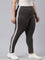 Women Grey Cotton Side Stripe Active Leggings