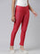 Girls Solid Dark Red Knit Jeggings