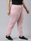 Women Solid Cotton Baby Pink Cuffed Joggers