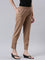 Women Solid Light Brown Cotton Pencil Pant