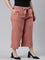 Women Solid Rust Linen Mid Rise Culottes