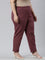 Women Stripe Maroon Printed Pencil Pant