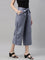 Women Solid Jeans Blue Linen Mid Rise Culottes