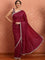 Mahroon Jimmy saree with cut Dana & pearl embroidery with ready made blouse