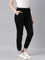 Women Solid Cotton Black Cuffed Joggers