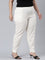 Women Solid Cream Cotton Pencil Pant