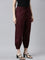 Women Solid Dark Wine Cotton Cropped Salwar