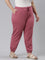 Women Solid Light Wine Mid Rise Cotton Casual Joggers