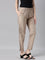 Women Beige Solid Mid Rise Metallic Pants