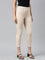 Light Beige Cotton Stretch Cropped Leggings